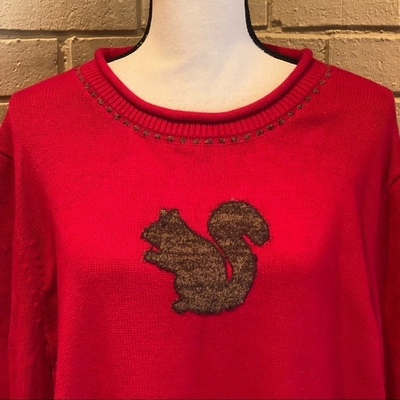 Christopher Banks CJ Hand Embroidered Squirrel Holiday Sweater Soft Size 2X - Picture 2 of 9